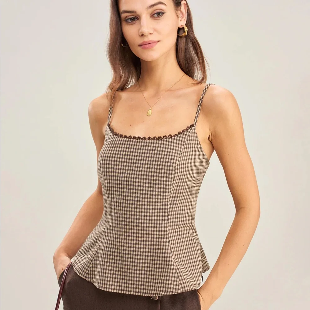 NWT Brown Plaid Tank Top - Picture 1 of 9